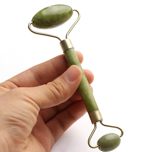 Double Head Green Jade Roller Massager Eye Face Neck Facial