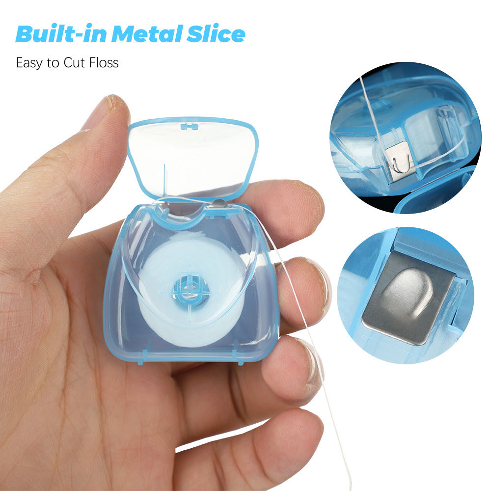 50m Mint-Flavored Dental Floss Blue Triangle Boxed Disposable Dental