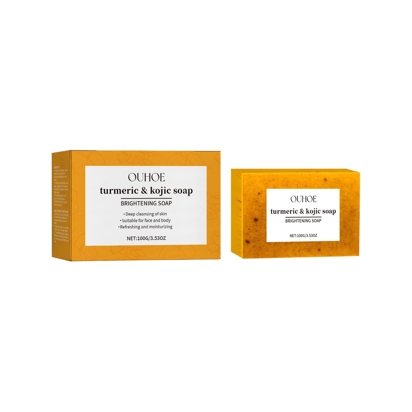 Turmeric & Kojic Soap, Gentle Cleansing Skin Moisturizing Facial Body Care Soap