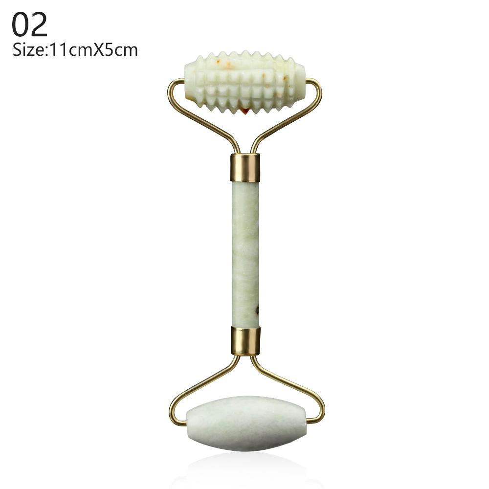 Double Head Green Jade Roller Massager Eye Face Neck Facial