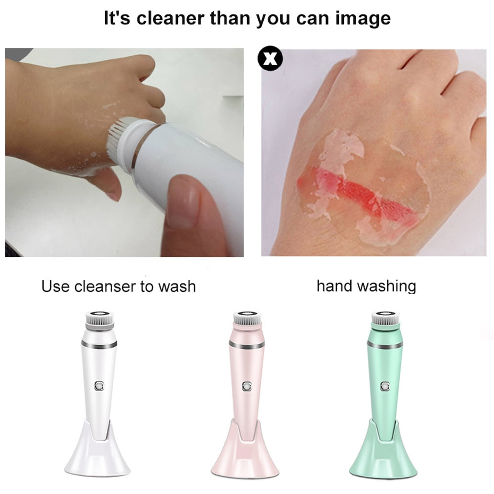 4 IN 1 Electric Face Deep Cleansing Brush Spin Pore Cleaner For face